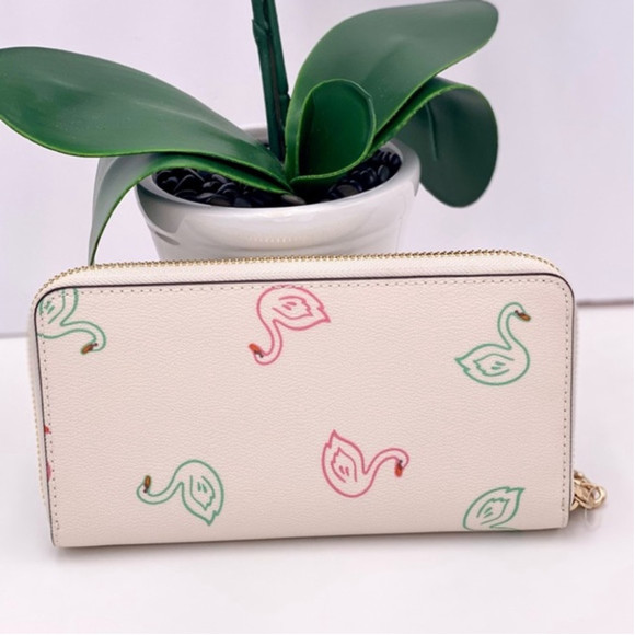 Coach Swan Print Long Zip Around Wallet Wristlet - Picture 5 of 10